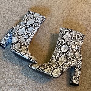 Snake print ankle boots